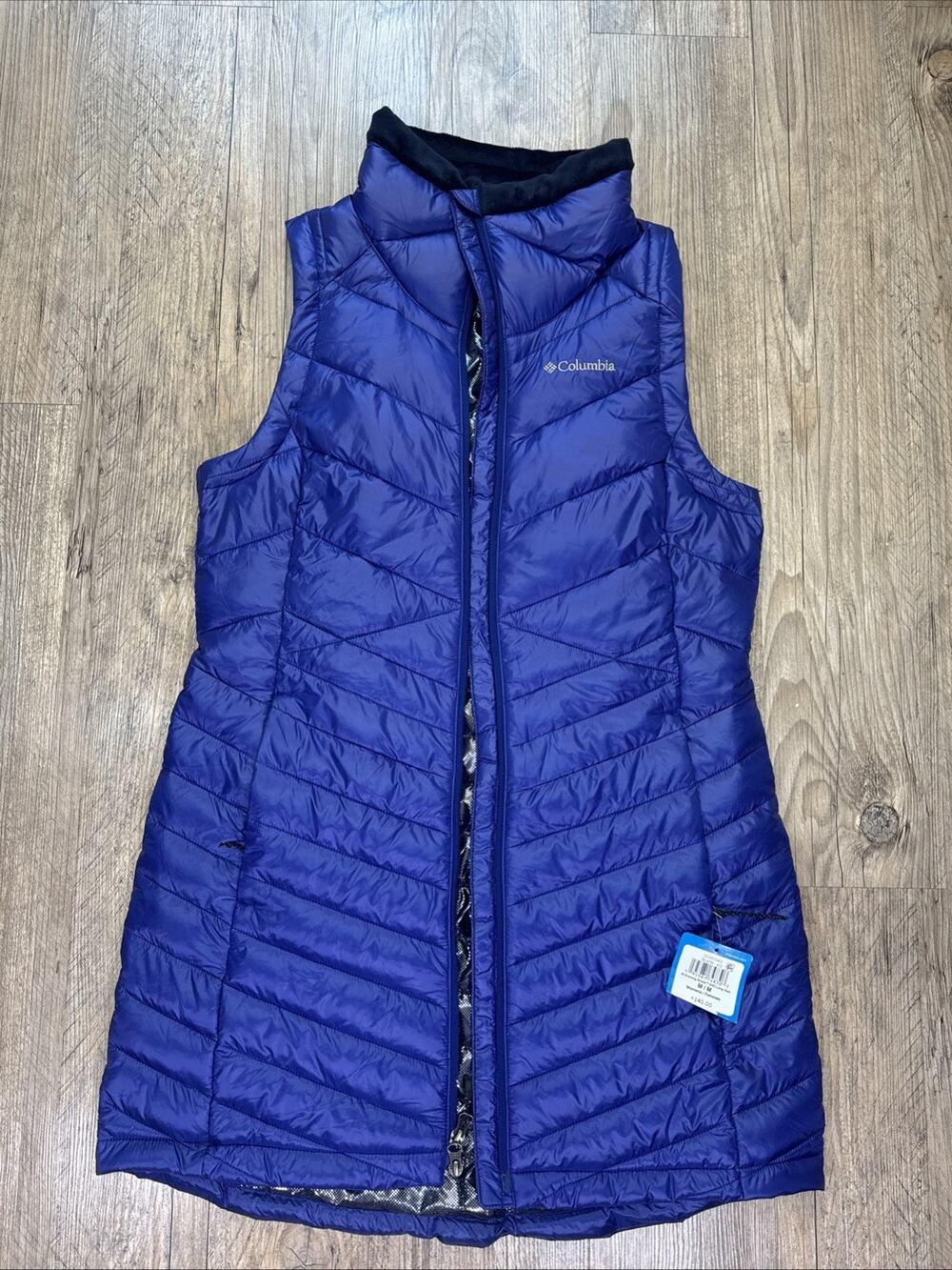 Columbia Women's Evening Shade EXS Long Vest Omni-Heat Puffer Blue M NWT